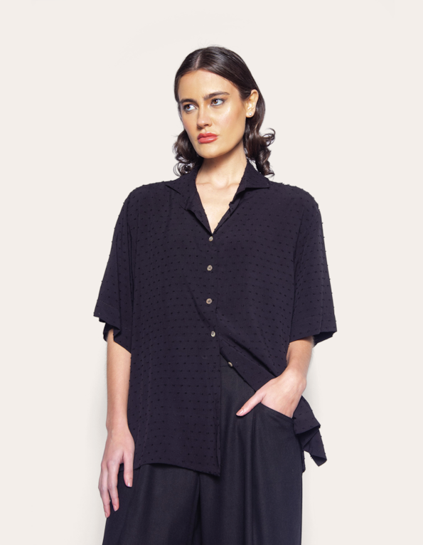 Camisa manga curta oversized Preto