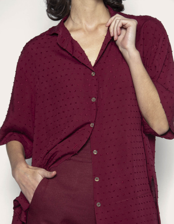 Camisa manga curta oversized Vinho