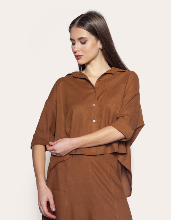 Camisa manga longa ampla linho