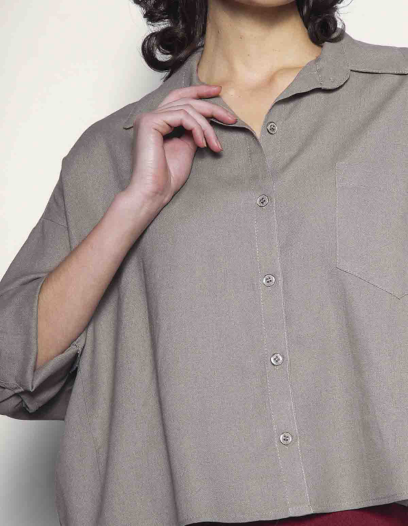 Camisa manga longa ampla linho