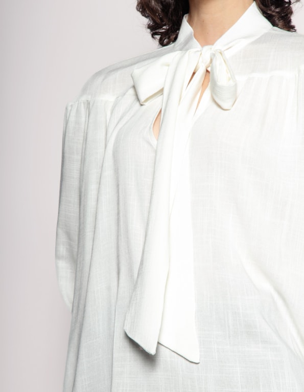 Camisa manga longa laço Off white