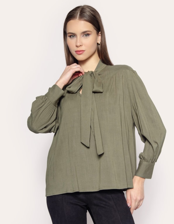 Camisa manga longa laço Oliva