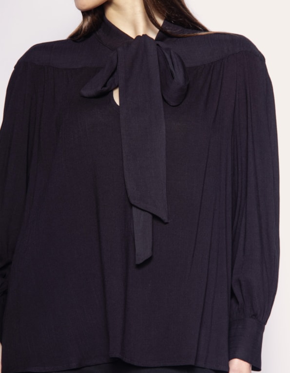 Camisa manga longa laço Preto