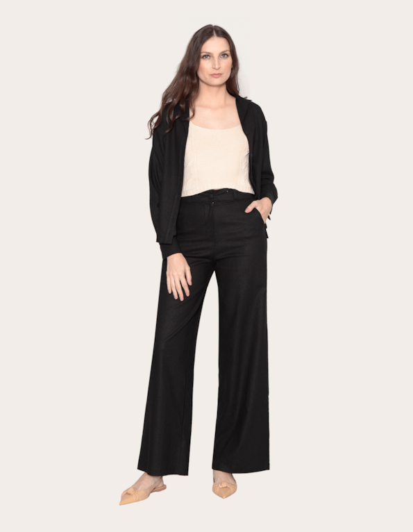 Camisa manga longa linho Preto