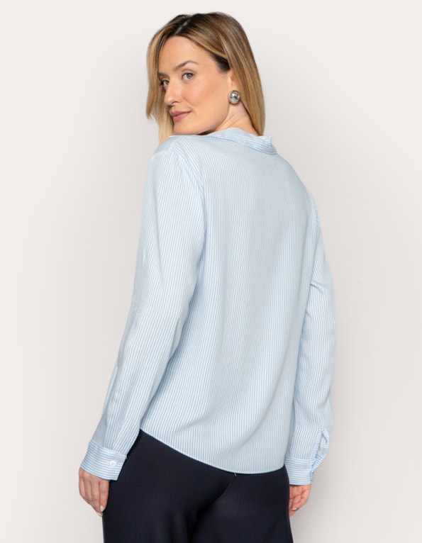 Camisa manga longa listrada Azul claro