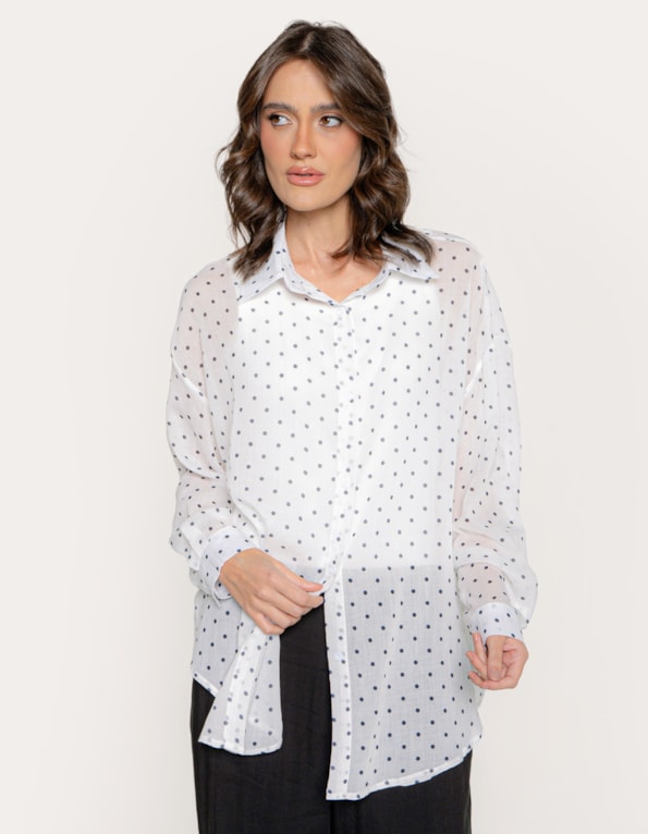 Camisa manga longa poa Branco