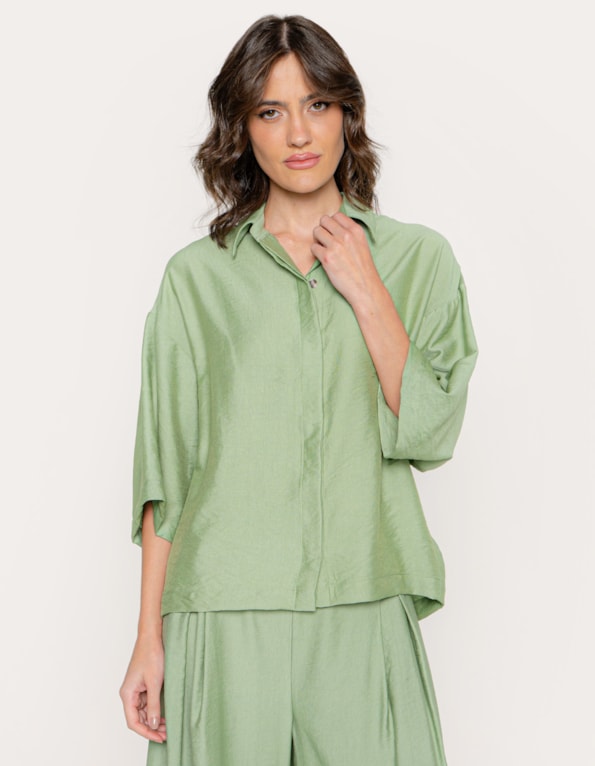 Camisa mg 3/4 ampla Verde claro