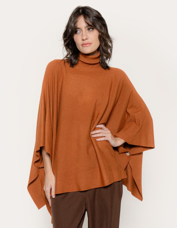 Capa poncho tricot Marrom