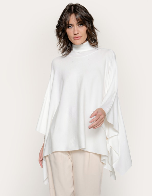 Capa poncho tricot Off white