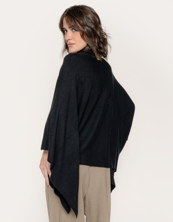 Capa poncho tricot Preto