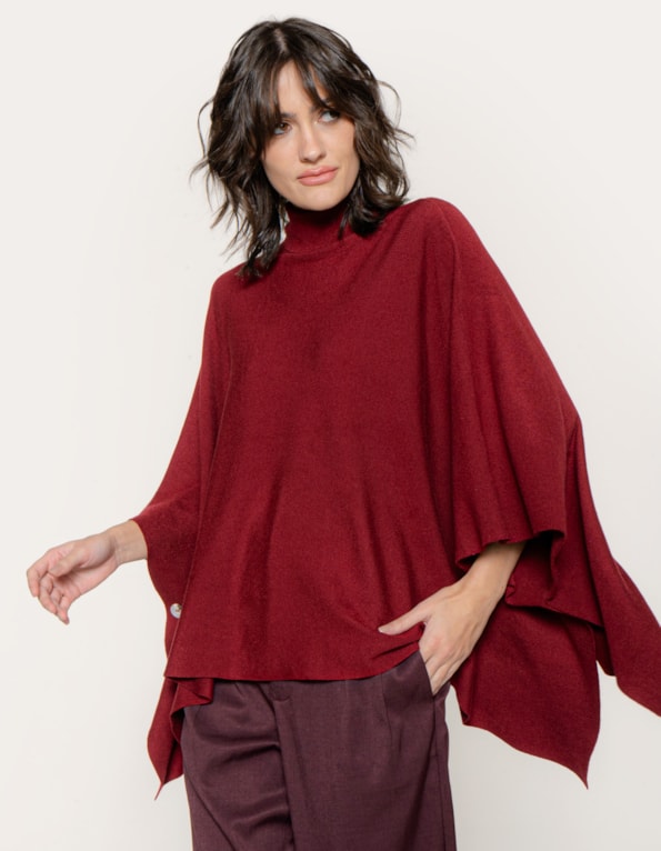 Capa poncho tricot Vermelho escuro