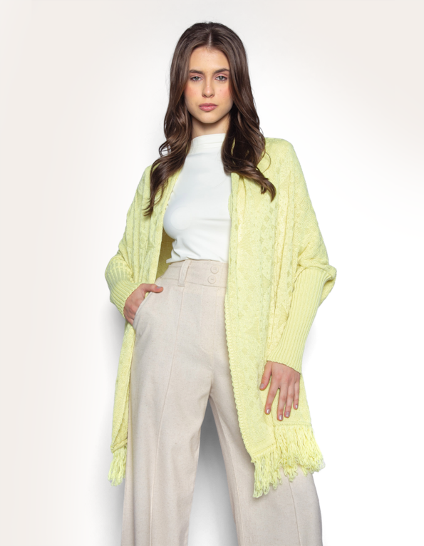 Capa tricot franja Amarelo
