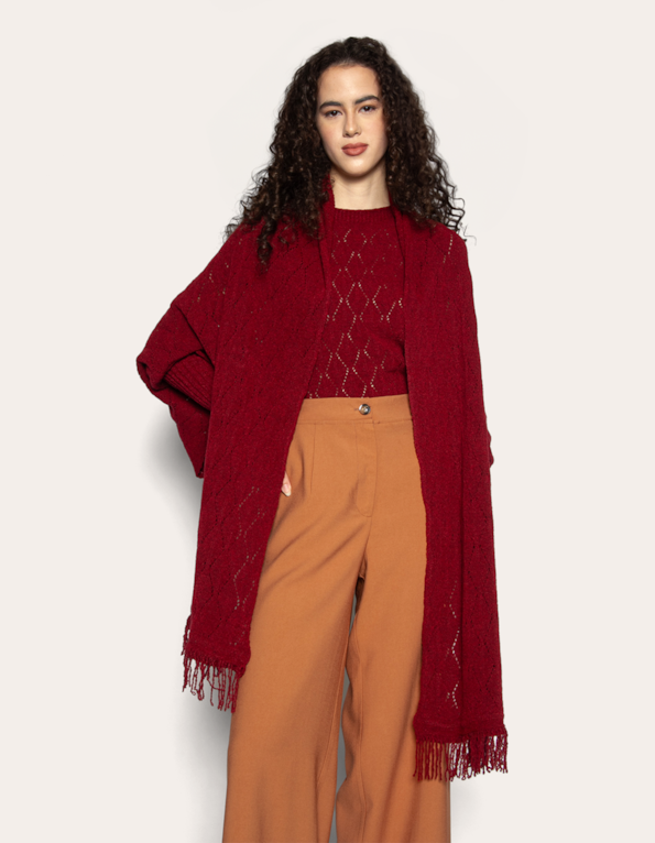 Capa Tricot “Wine Mood” – Vermelho Escuro Mousse