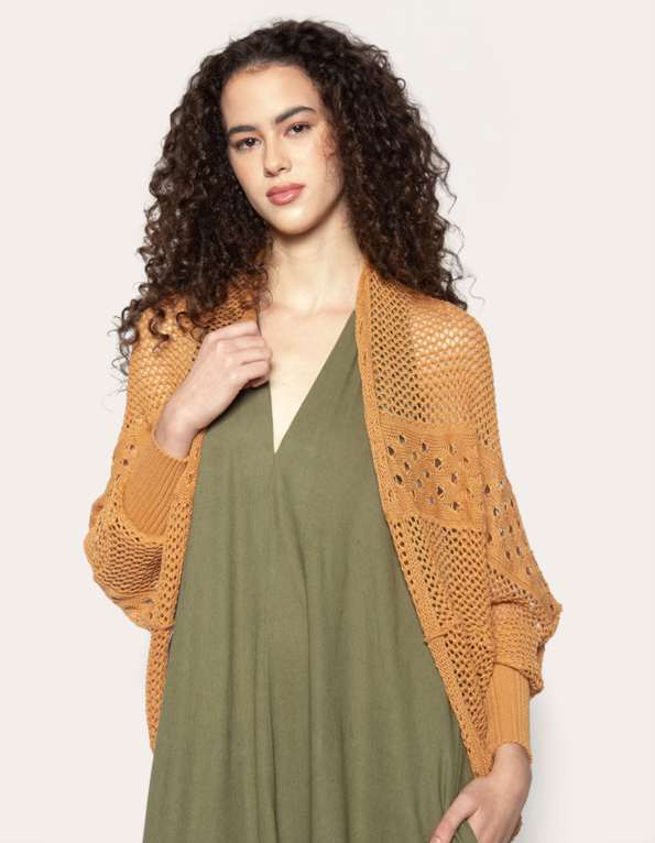Cardigan casulo tricot Bege medio