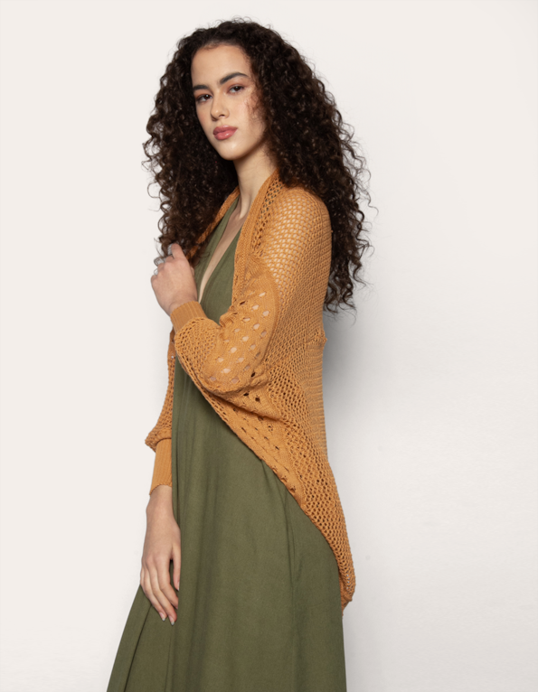 Cardigan casulo tricot Bege medio