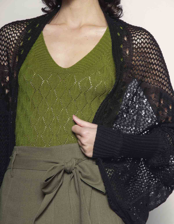Cardigan casulo tricot Preto