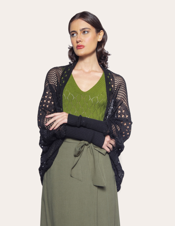 Cardigan casulo tricot Preto