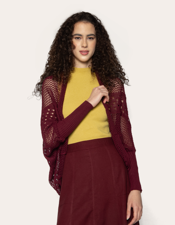 Cardigan casulo tricot Vermelho escuro