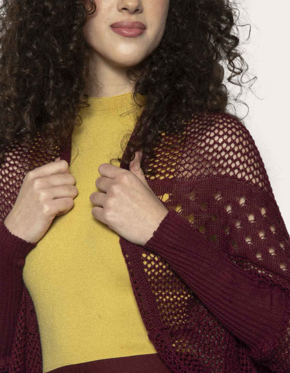 Cardigan casulo tricot Vermelho escuro