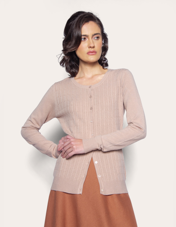 Cardigan tricot corrente Bege medio