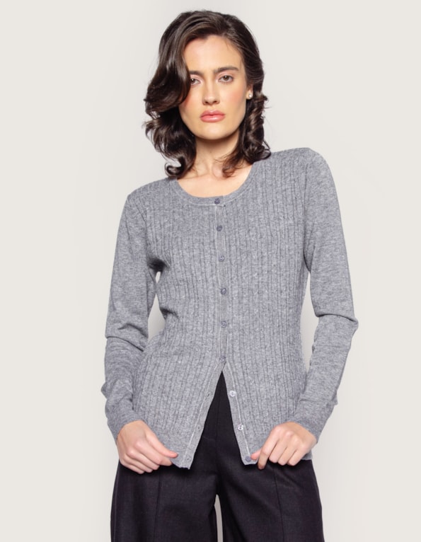 Cardigan tricot corrente Cinza
