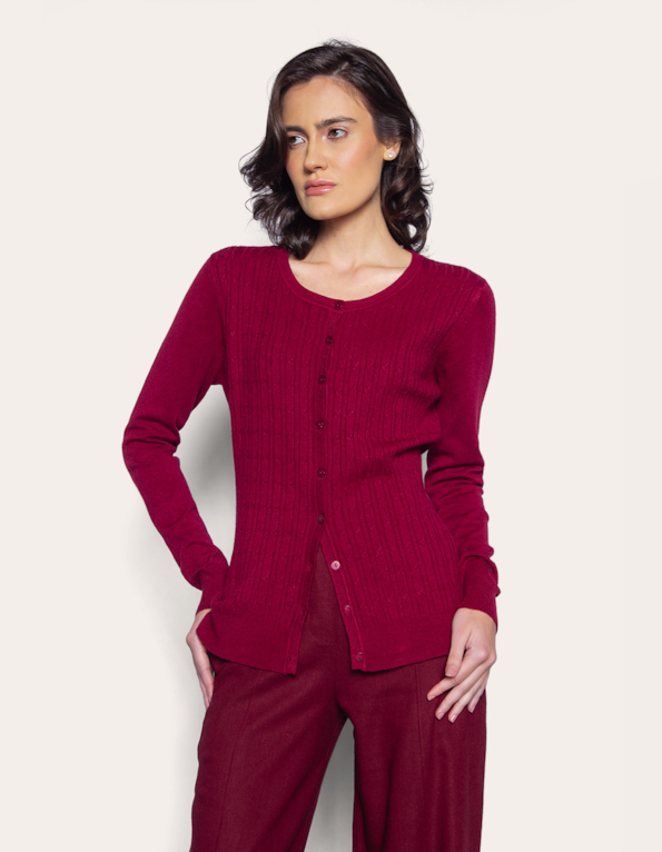 Cardigan tricot corrente Vermelho escuro