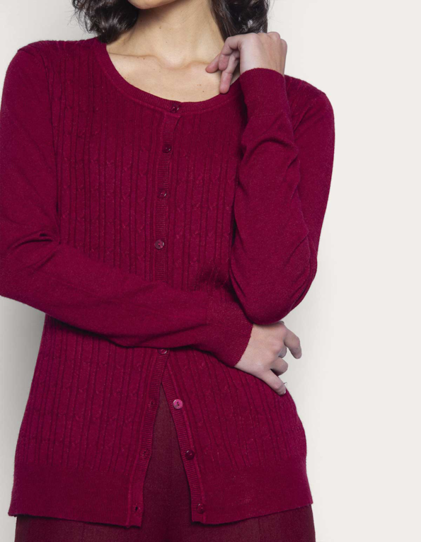 Cardigan tricot corrente Vermelho escuro