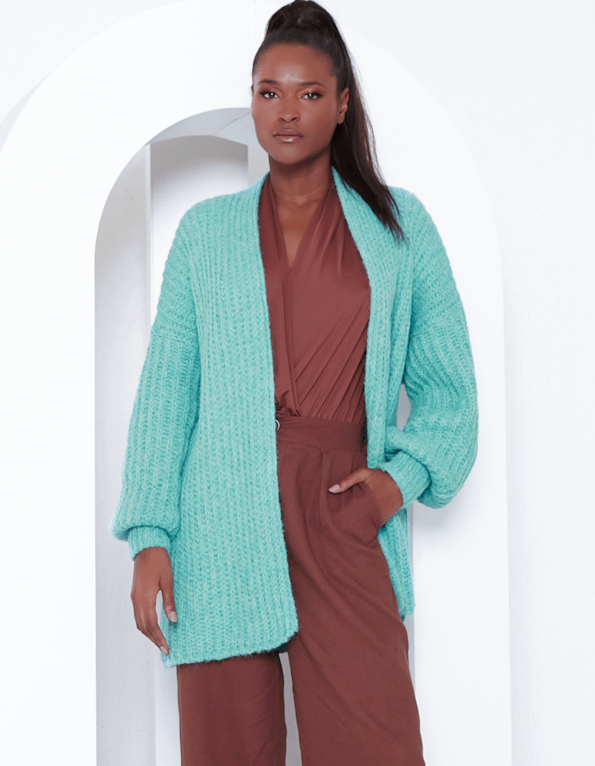 Cardigan tricot felpudo Azul agata