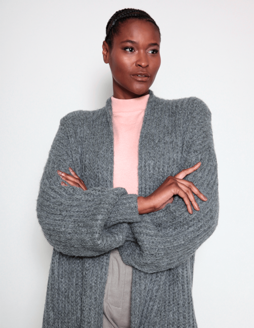 Cardigan tricot felpudo Cinza