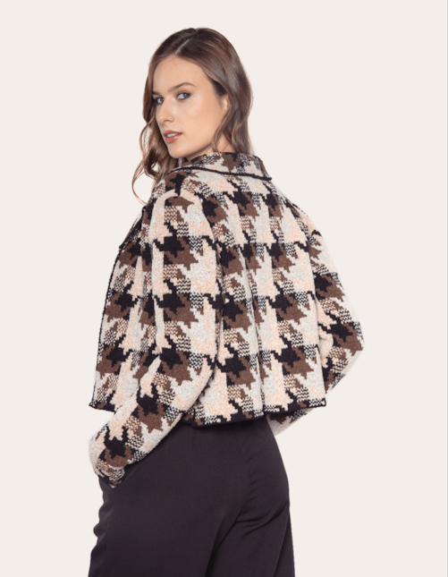 Cardigan tricot pied poule Preta/areia