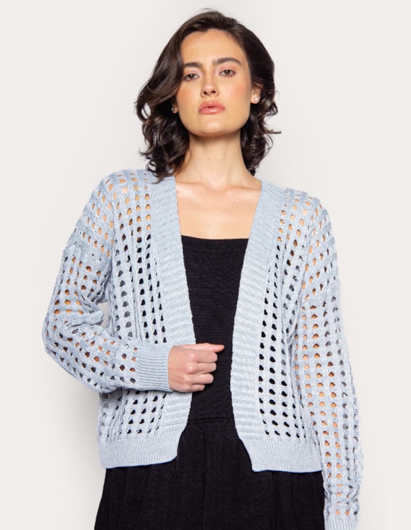 Cardigan tricot tela Cinza