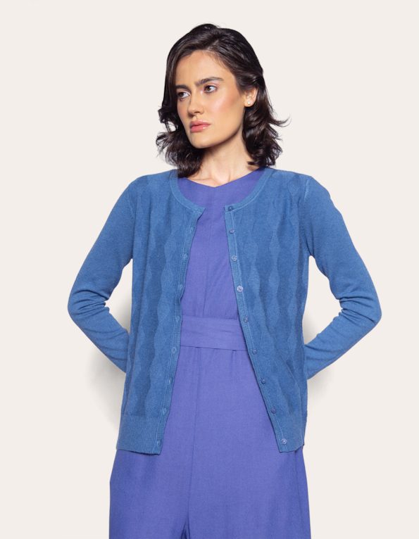 Cardigan tricot zig zag Azul
