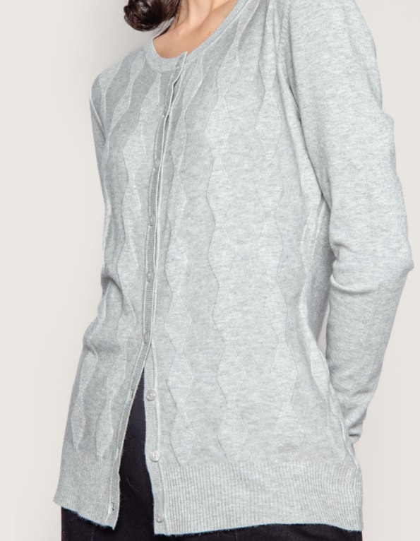 Cardigan tricot zig zag Cinza claro