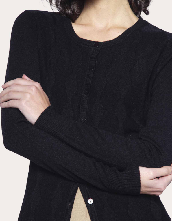 Cardigan tricot zig zag Preto
