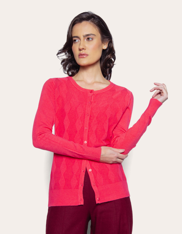 Cardigan tricot zig zag Rosa