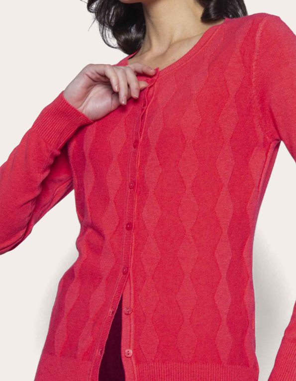 Cardigan tricot zig zag Rosa