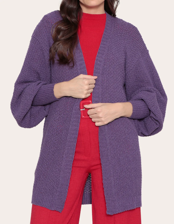 Casaco oversized tricot Roxo