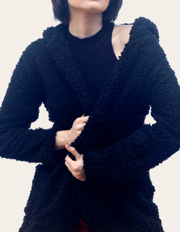 Casaco teddy com capuz Preto