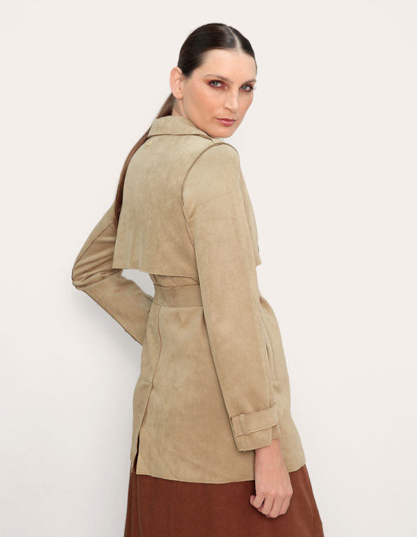 Casaco trench coat suede Oliva claro