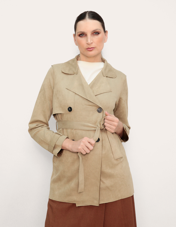 Casaco trench coat suede Oliva claro