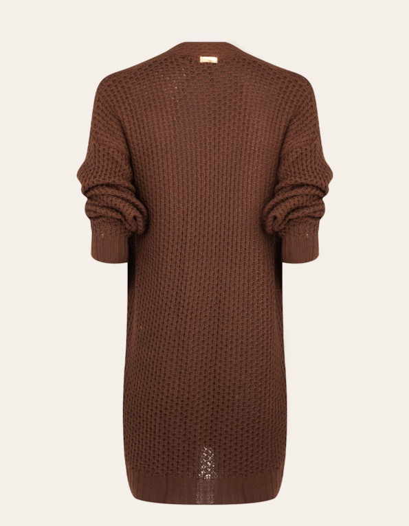 Casaco tricot com bolsos  Chocolate