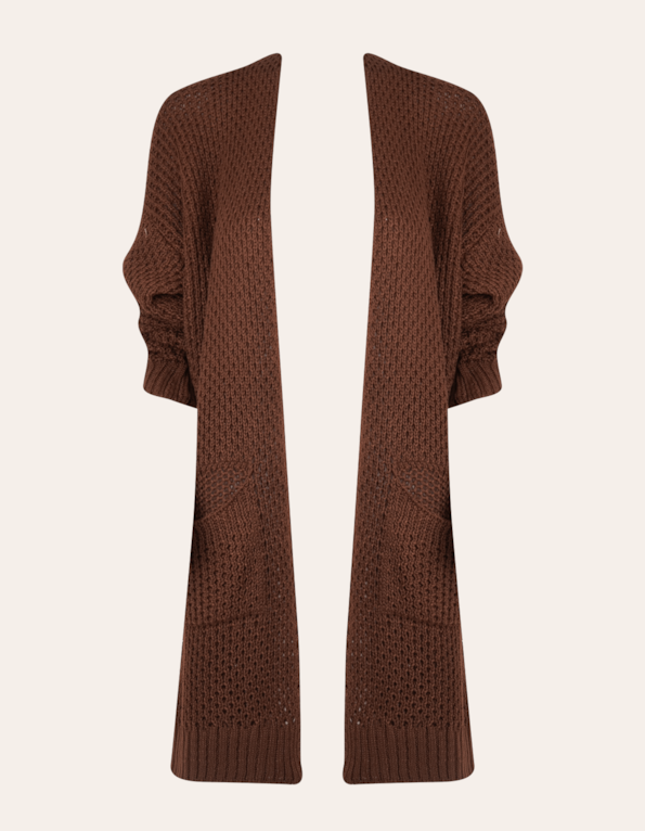 Casaco tricot com bolsos  Chocolate
