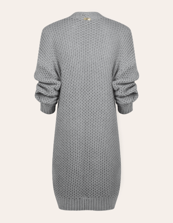 Casaco tricot com bolsos  Cinza
