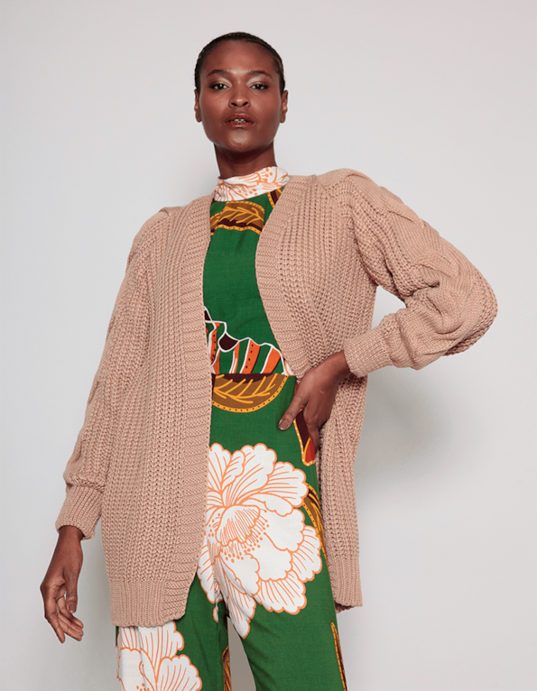 Casaco tricot oversized Bege medio