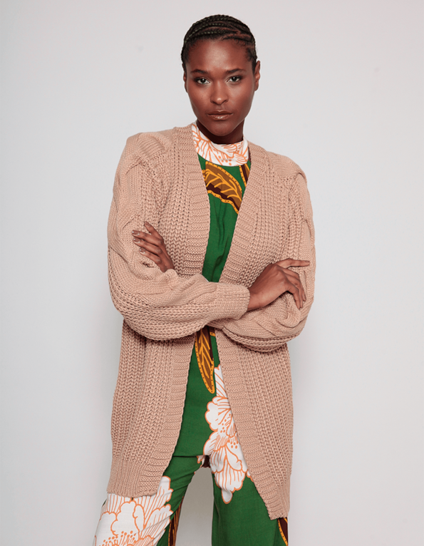 Casaco tricot oversized Bege medio