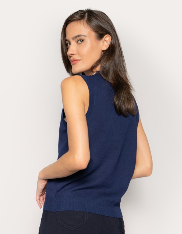 Colete tricot botoes dourados