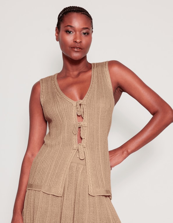 Colete tricot lacinhos