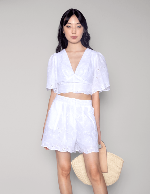 Conj bl cropped + short laise Branco