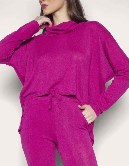 Conj blusa maxi gola+calça Pink
