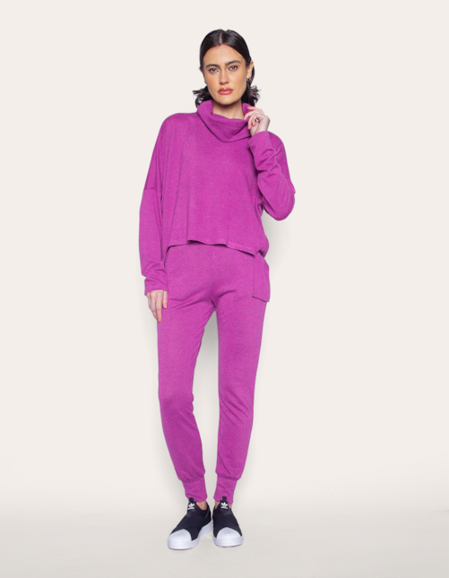 Conj blusa maxi gola+calça Roxo